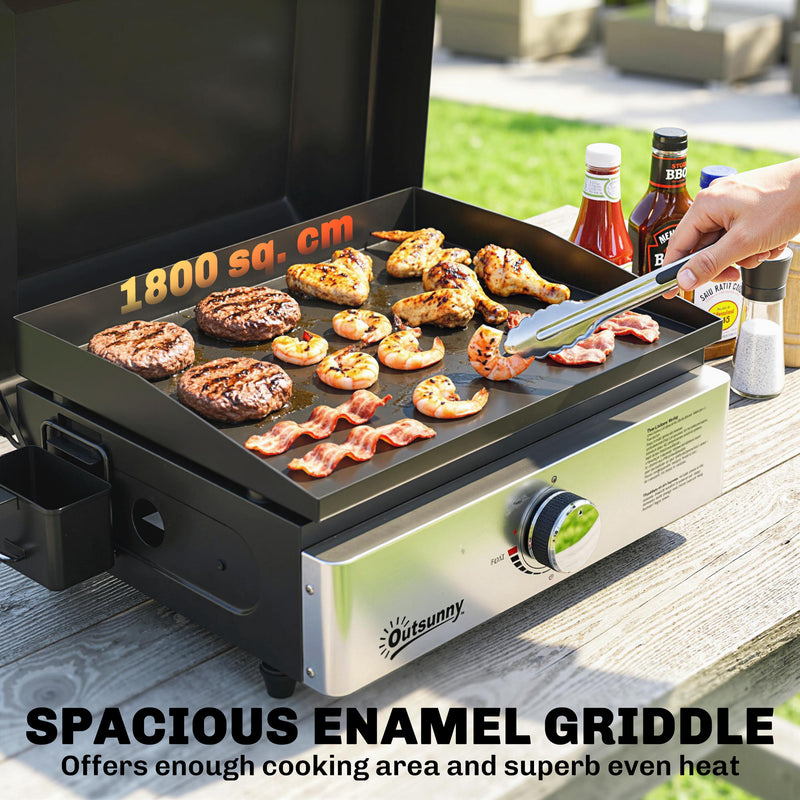 Tabletop Gas BBQ with Large Griddle for Easy Outdoor Cooking Black