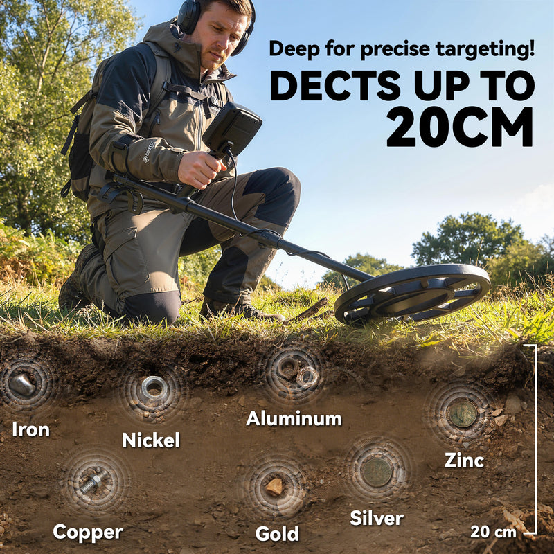 Metal Detector for Outdoor Treasure Hunting with Waterproof Coil and LCD Display Black Orange AOSOM