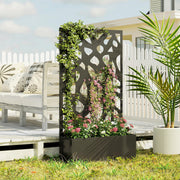 Raised Garden Bed with Trellis for Climbing Plants and Privacy Screen Black Outsunny