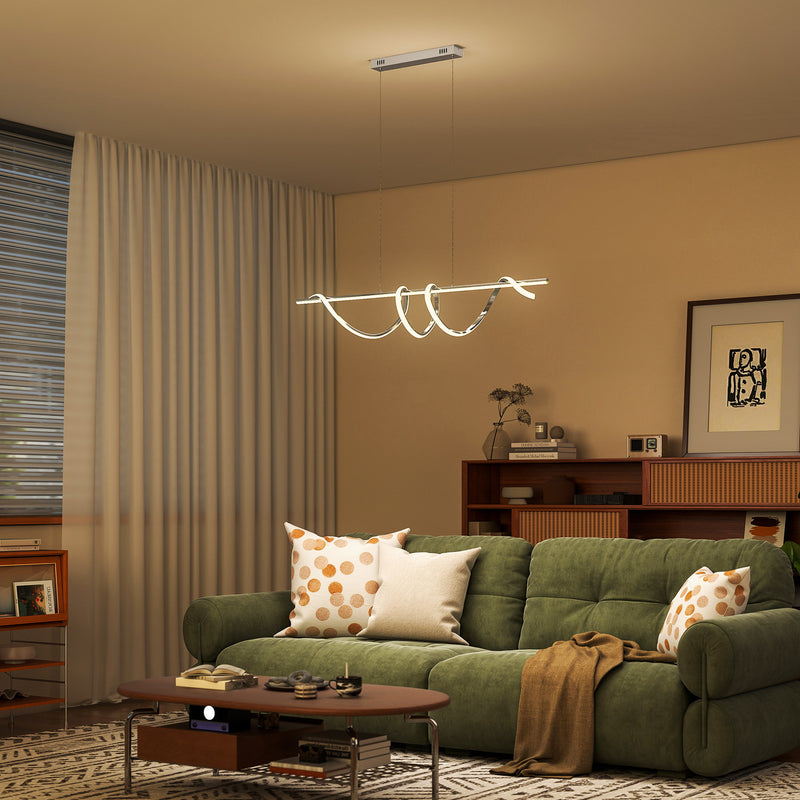 Modern Pendant Ceiling Light with Adjustable Colour Temperatures for Home Lighting Silver AOSOM