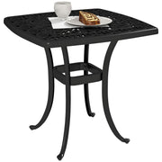 Black Cast Aluminium Garden Table with Umbrella Hole and Anti-Slip Feet by Outsunny