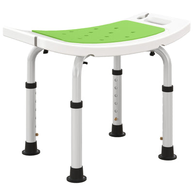 Height Adjustable Shower Stool With Padded Seat and Drainage Holes for Bathroom Use, Green