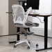 Light Grey Mesh Drafting Chair With Flip-up Armrests and Foot Ring by Vinsetto