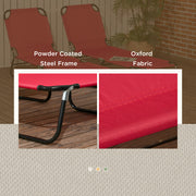 Set of 2 Folding Sun Loungers with 5-Position Adjustable Backrest Wine Red by Outsunny