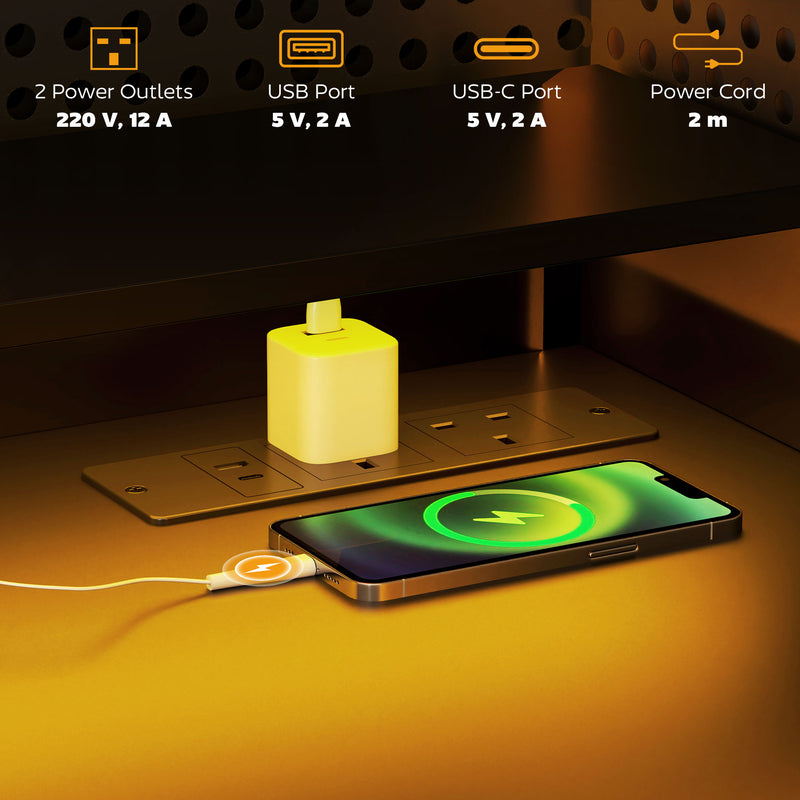 Reversible Computer Desk with LED Lights and Power Outlets 120 cm Gaming Desk with Storage by HOMCOM