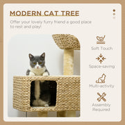 Cat Tree with Multi Level Scratching Posts and Hammock for Indoor Cats Brown and Beige AOSOM