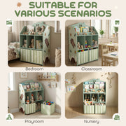 Kids Storage Shelf with Book Display and Drawers for Easy Organisation Green AOSOM