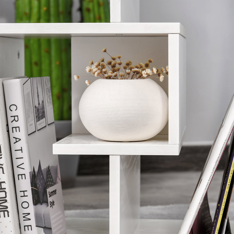 Set of 2 Three Tier Side Tables with Open Storage Shelves for Living Room or Bedroom, White