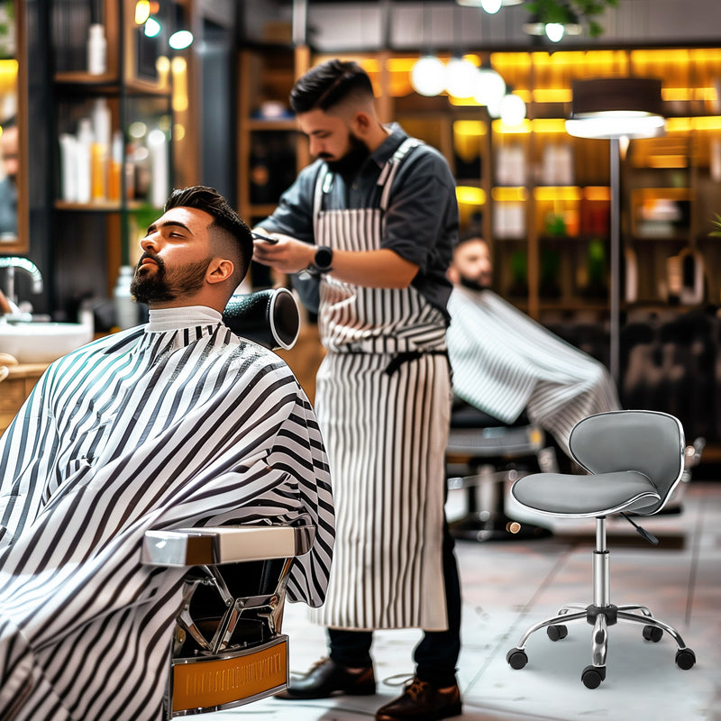 Adjustable Swivel Salon Stool With Wheels For Beauty Treatments And Spa Use, Grey