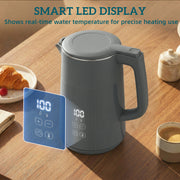Electric Kettle with Fast Boil and Keep Warm Function for Busy Mornings 1.7L Grey Silver Homcom