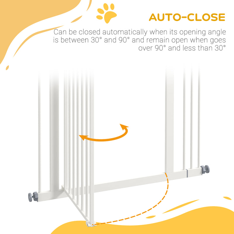 Adjustable Dog Safety Gate with Foldable Metal Frame for Doorways and Stairs White