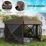 Brown 3m Hexagon Pop Up Gazebo with 5 Sides Waterproof UV Resistant by Outsunny