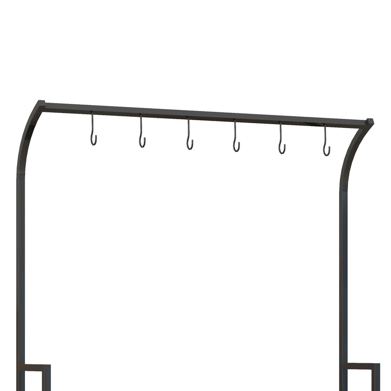 Black 3 Tier Tall Plant Stand With Hanging Hooks For Indoor Or Outdoor Display Use