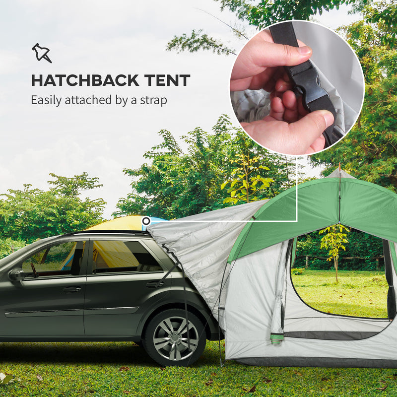 Car Tent for Hatchback or SUV Camping with Water-Resistant Shelter and Mesh Window Grey and Green