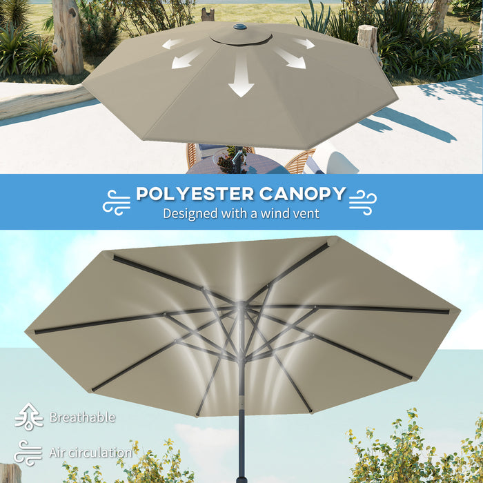 Light Grey 2.7M Garden Parasol Umbrella With Tilt and Crank by Outsunny