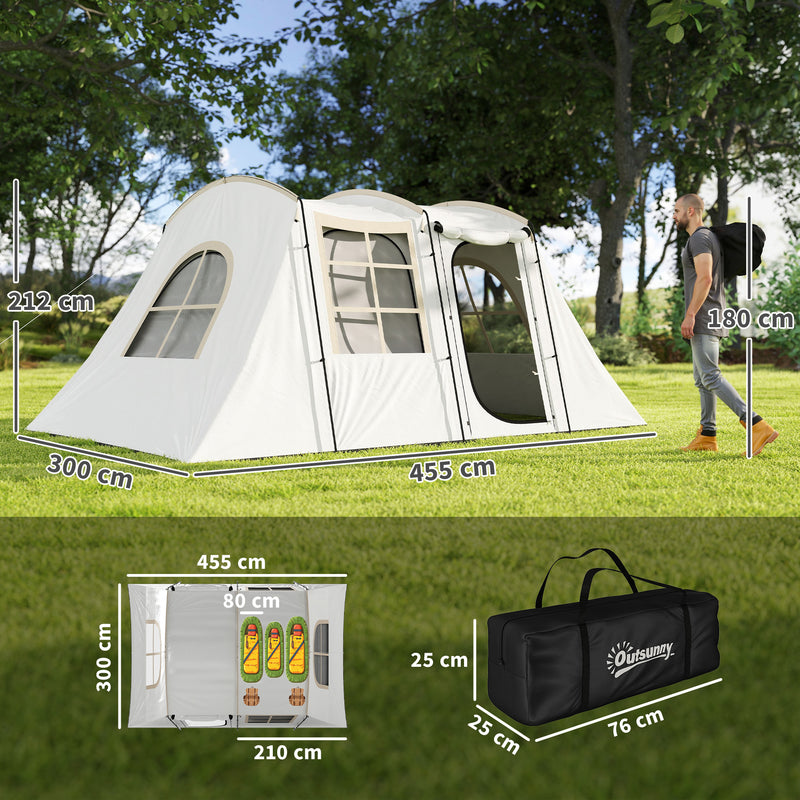 Family Waterproof Camping Tent with Separate Bedroom and Spacious Living Area Khaki