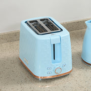 Fast Boil Kettle and 2 Slice Toaster Set with Auto Shut Off for Quick Breakfasts, Light Blue