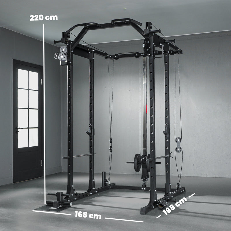 Cable Crossover Machine with Lat Pull Down for Full Body Strength Training Grey AOSOM