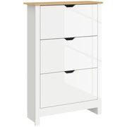 Slim White High Gloss Shoe Cabinet with 3 Flip Drawers and Adjustable Shelves for 18 Pairs by HOMCOM