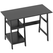 Black Compact Computer Desk with Storage Shelves and Bookshelf for Home Office