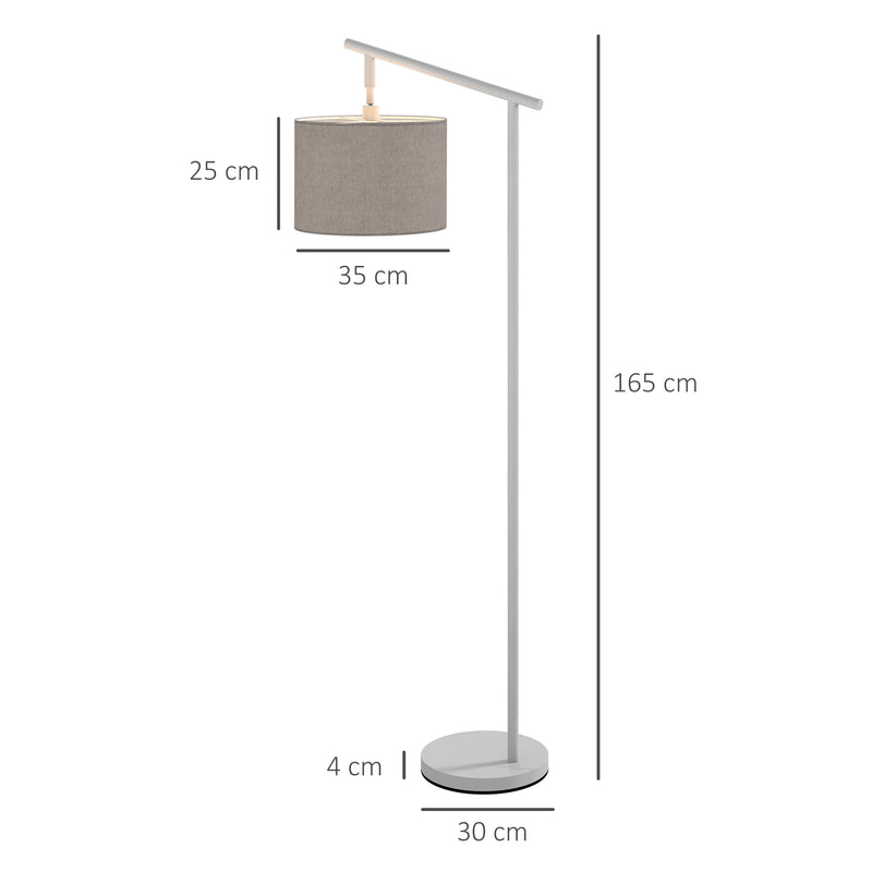 Adjustable Metal Floor Lamp with LED Bulb for Living Room or Bedroom Lighting, Grey