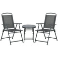 Folding Garden Bistro Set with Glass Top Table Ideal for Patio or Outdoor Relaxing