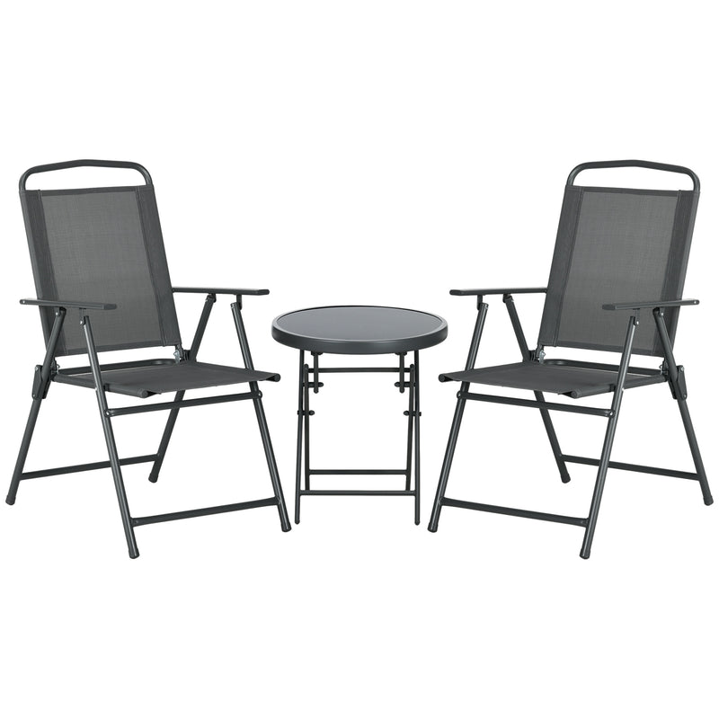 Folding Garden Bistro Set with Glass Top Table Ideal for Patio or Outdoor Relaxing
