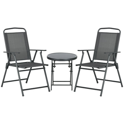 Folding Garden Bistro Set with Glass Top Table Ideal for Patio or Outdoor Relaxing
