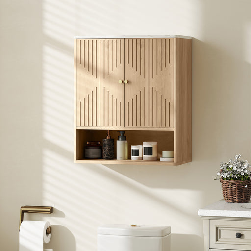 Wall Mounted Bathroom Cabinet with Adjustable Shelf for Extra Storage Space Oak