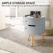 Grey 3 Tier Round Coffee Table with Hidden Storage and Detachable Tray by HOMCOM