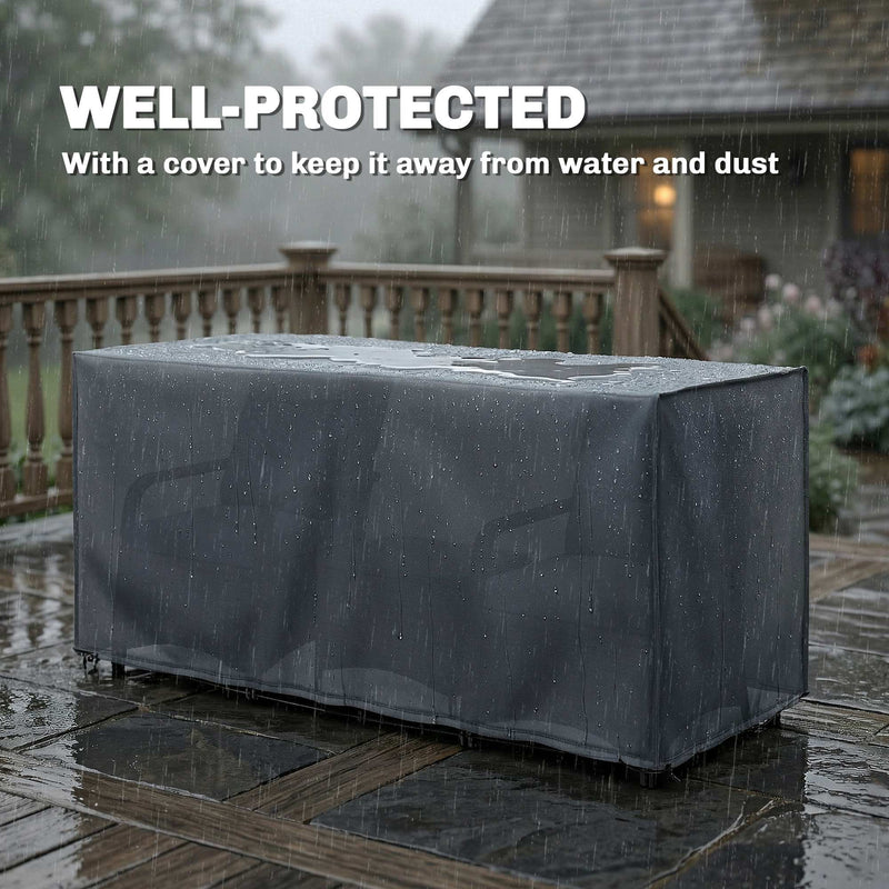 2-Seat Rattan Garden Bistro Set with 10cm Cushions, Tempered Glass Table and Weatherproof Cover, Grey