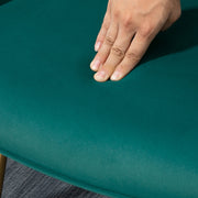 Velvet Wingback Armchair with Footstool for Living Room or Bedroom Steel Legs Dark Green