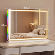 Vanity Mirror with Adjustable LED Lights and Bluetooth Speaker for Makeup and Hair White AOSOM
