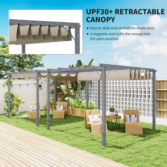 Grey 3 x 3 m Retractable Roof Pergola for Garden and Patio by Outsunny