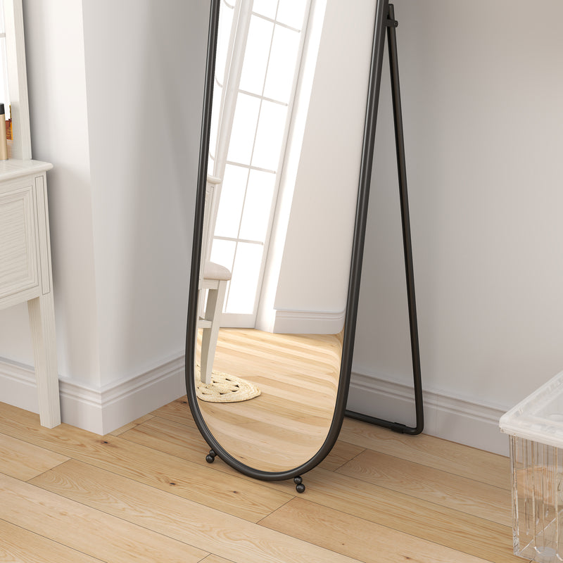 Black Two-Way Curved Full Length Mirror for Home or Dressing Room by HOMCOM