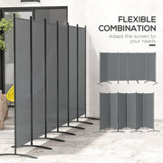 6 Panel Folding Garden Privacy Screen Freestanding Room Divider for Outdoor Use Dark Grey AOSOM