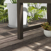 Brown Two Seater Metal Garden Bench with Slatted Design for Patio or Outdoor Use