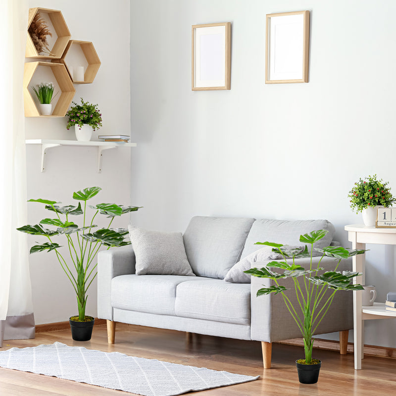 2 Pack Artificial Monstera Plants With Pots For Indoor Or Outdoor Decor 85cm Green