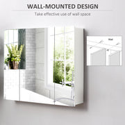 White Wall Mounted Bathroom Mirror Cabinet With Shelves For Toiletries Storage