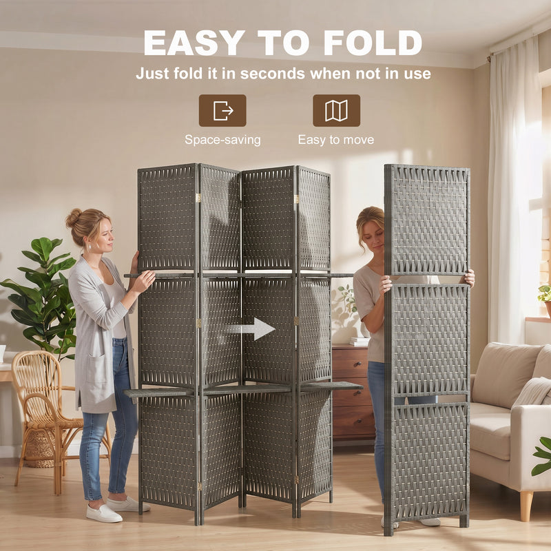 Room Divider with Shelves for Privacy and Storage in Small Spaces Grey