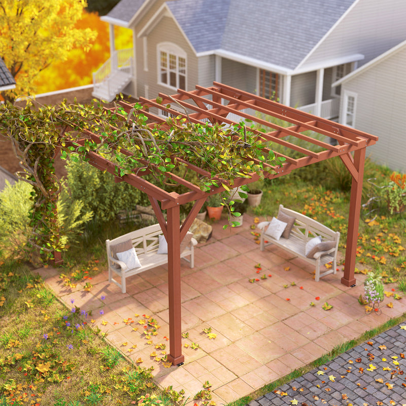 Wooden Garden Pergola Kit Trellis for Climbing Plants and Vines 3.3 x 3.3m by Outsunny