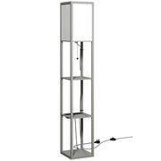 Floor Lamp with Shelves for Extra Storage and Soft Lighting in Small Living Rooms Grey White Homcom