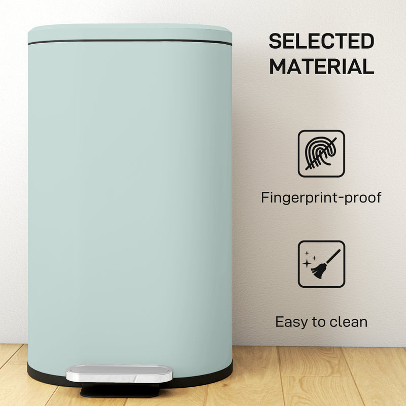 Green 30 Litre Curved Kitchen Bin with Soft Close Lid Ideal for Home or Office Use