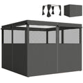 Gazebo Side Panels for 3 x 3 m Frame with Mesh Windows for Privacy and Shade Outsunny