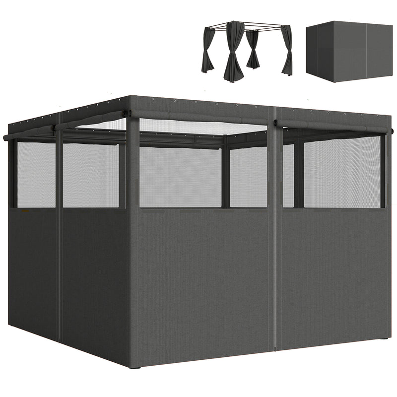 Gazebo Side Panels for 3 x 3 m Frame with Mesh Windows for Privacy and Shade Outsunny