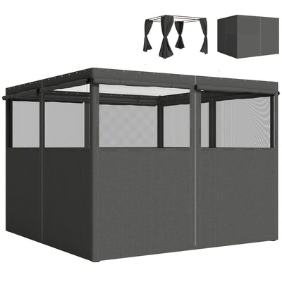 Gazebo Side Panels for 3 x 3 m Frame with Mesh Windows for Privacy and Shade Outsunny