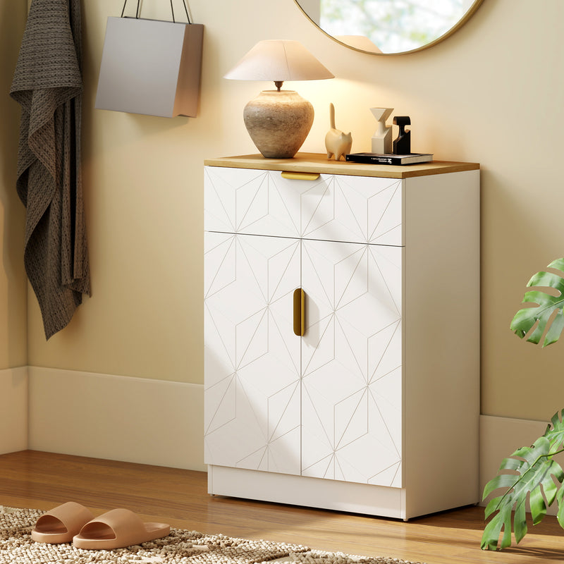 Modern Sideboard Storage Cabinet with Drawer and Adjustable Shelf for Home Use White