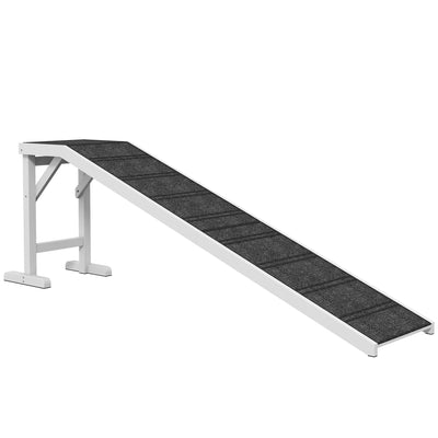Pet Ramp for Dogs with Non Slip Carpet and Top Platform Ideal for Cars and Beds White and Grey AOSOM