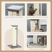 Vertical Cat Scratching Post with Sisal Rope Hanging Toy and Soft Plush for Kittens Grey