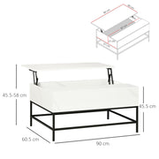 Lift Top Coffee Table with Hidden Storage Compartment for Living Room Organisation White